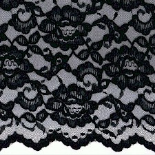 Black Scallop Floral All Over Lace Fabric