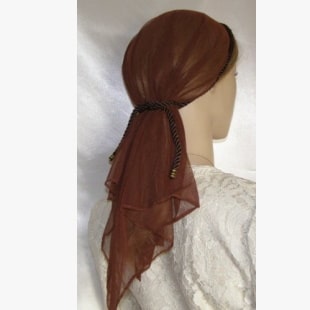 Brown Sheer Scarf with Ties Sheer Brown Nylon Scarf