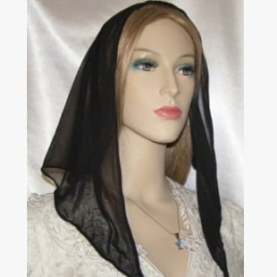 Simple Sheer Scarf Black Poly Sheer Tiechel Scarf