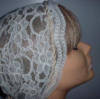 Ivory Lace Snood Headcovering #4