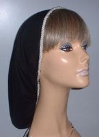 Black Batiste Ecru Cording Snood Headcovering