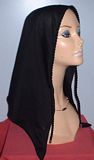 Black Batiste Tiechel Headcovering - Untied