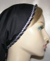 Black Batiste Silver Trimmed Front Snood Head Coverings