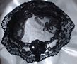 Black Scalloped Lace Trimmed Buchari Yarmulke