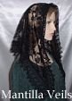 Black Satin Stitch Lace Mantilla Veil Headcoverings
