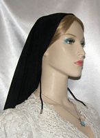 Headcovering - Black Suede Fabric Tiechel Scarf Headcovering