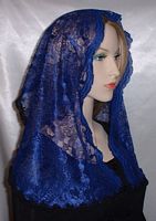Blue Floral Lace Hair Wrap Headcovering
