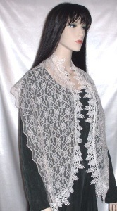 Ivory Floral Rectangular Shabbat Shawl