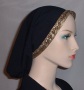 Black Peach Skin Jacquard Band Snood Head Coverings