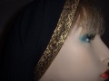 Black Peach Skin Jacquard Band Snood Headcoverings