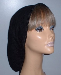 Lined Black Lace Snood Headcovering