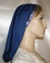 Navy Batiste Jacquard Band Tiechel Head Covering