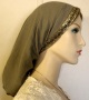 Olive Gauze Cotton Jacquard Band Snood Head Covering