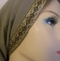 Olive Gauze Cotton Snood - Jacquard Band Trim Headcoverings