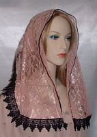 Peach Floral Lace Hair Wrap Headcovering