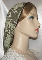 Sage Creme Floral Rayon Snood Headcovering