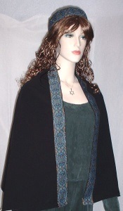 Black Turquoise Konta Jacquard Shabbat Shawl Kippah Set