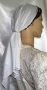 White Batiste Jacquard Band Tiechel Scarves Headcoverings