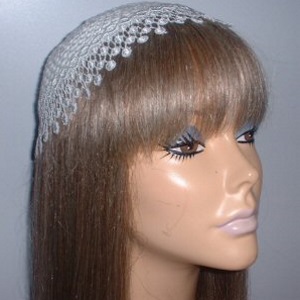 White Crochet Rimonim Venise Buchari Kippah