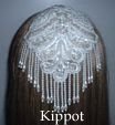 White Fancy Pearl Applique Kippah Kippot Headcoverings