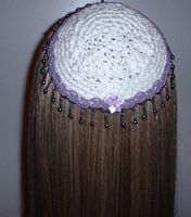 White Multi-Faceted Beaded Kippah