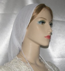 Headcovering - White Onion Skin Snood Headcovering
