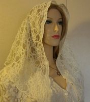 Untrimmed Ivory ReEmbroidery Lace Mantilla Veil Headcovering