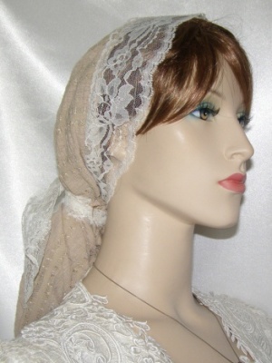 Beige Poly Snood Lace Ties