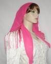 Silk Blend Tichels Pink Fringed Silk Scarf
