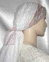 Lace Ties Tichels White Eyelet Scarf with Lace Ties