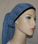 Alicia Keys Style Mitpachat Worn Over a Black Nylon Under Cap Blue Sparkle Mitpachat with Black Nylon Under Cap