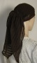 Back View of Brown Striped Voile Cotton Mitpachat Brown Voile Striped Mitpachat Head Coverings