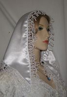 White Crepe Satin Tiechel with Israeli Venise Trim