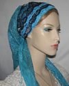 Tichel Scarf Accessories Turquoise Sari Headband and Tichel Set
