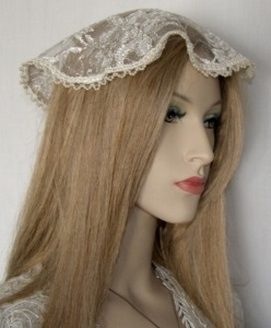 Ivory Satin Stitch Pearl Trimmed Doily Mapit Head Covering