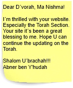 Sticky Note: I´m thrilled with your website. Especially the Torah Section