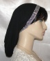 Black Gauze Cotton Snood Silver Black Jacquard Band