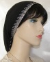 Black Gauze Cotton Silver Jacquard Band Silver Bead Cording Snood Headcovering