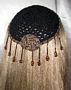 Black Kippah Gold Black Cording and Bugle Beading Trims