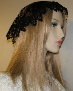 Black Embroidery Floral Mapit Doily Style Kippah
