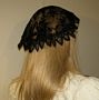 Black Embroidery Floral Mapit Doily Style Kipa Headcovering