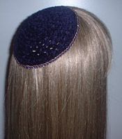 Purple Chenille Kippah Purple Gold Chain Trim