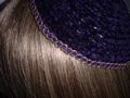 Purple Chenille Kippah Gold Purple Chain Trim Head Covering