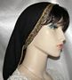 Black Gauze Cotton Gold Jacquard Band Snood