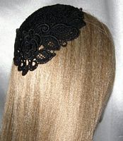 Black Kippah Black Floral Venise Applique Kippot