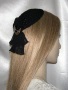 Black Kippah Black Milinary Brooch Accent Headcoverings