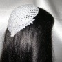 White Kippah White Sequin Pearl Beaded Applique Simcha Kippah
