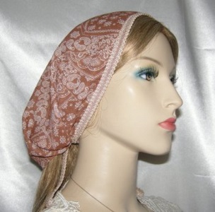 Beige Cinnamon Design Mimkhatah Kerchief Head Covering