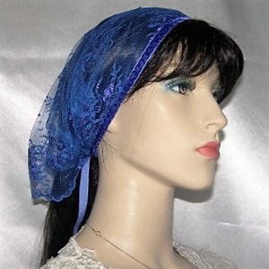 Yehudit Royal Blue Magenta Floral Lace Mimkhatah