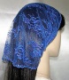 Yehudit Blue Magenta Lace Mimkhatah Kerchief Head Coverings